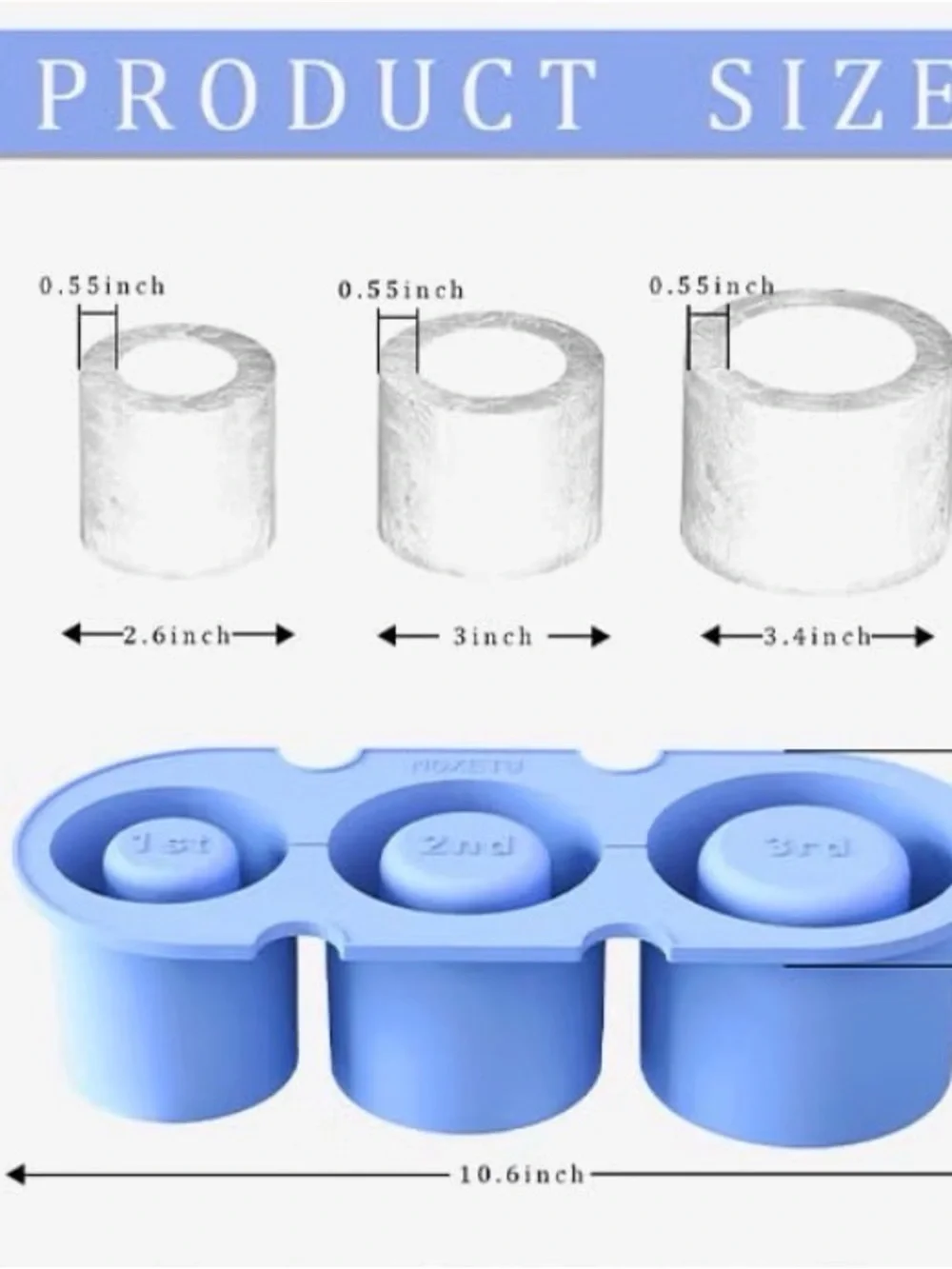 Blue Silicone cylinder Ice Mold for Stanley 40 oz Cups
